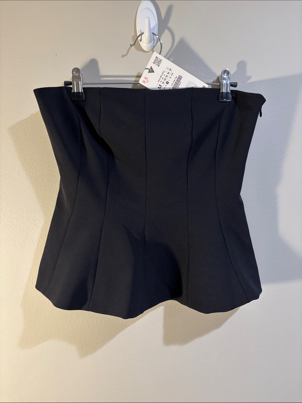 NWT Zara Black Corset top with pendulum bottom hem